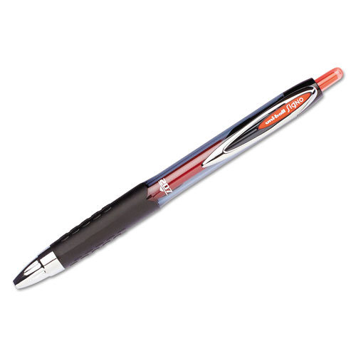 Uni-Ball Signo 207 Retractable Gel Pen, 0.7mm, Red Ink, Smoke/Black/Red, Dozen