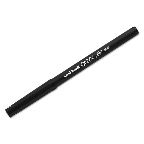 Uni-Ball ONYX Stick Roller Ball Pen, Micro 0.5mm, Red Ink, Black Matte Barrel, Dozen