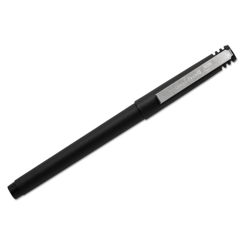 Uni-Ball Stick Roller Ball Pen, Fine 0.7mm, Black Ink, Black Matte Barrel, Dozen