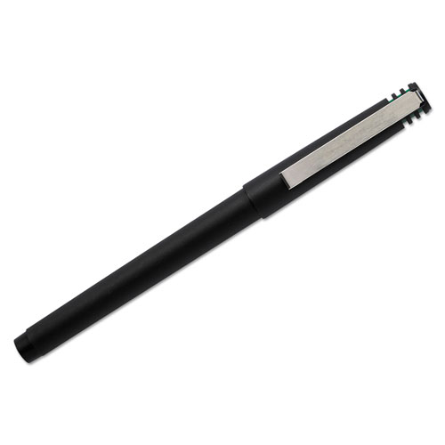Uni-Ball Stick Roller Ball Pen, Fine 0.7mm, Green Ink, Black Matte Barrel, Dozen