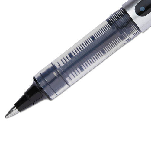 Uni-Ball VISION Stick Roller Ball Pen, Fine 0.7mm, Black Ink, Black/Gray Barrel, Dozen