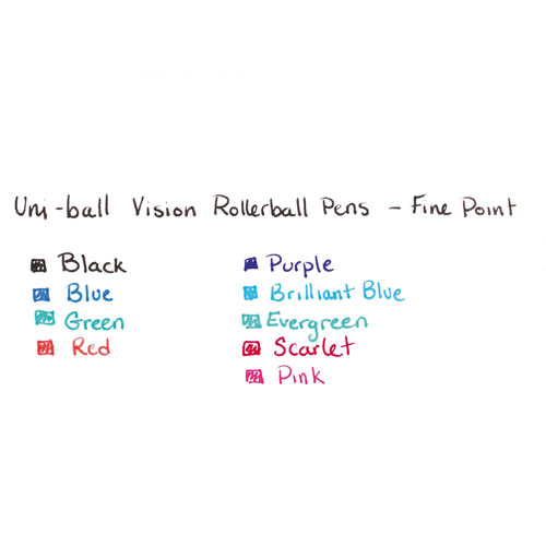 Uni-Ball VISION Stick Roller Ball Pen, Fine 0.7mm, Passion Pink Ink, Gray Barrel, Dozen