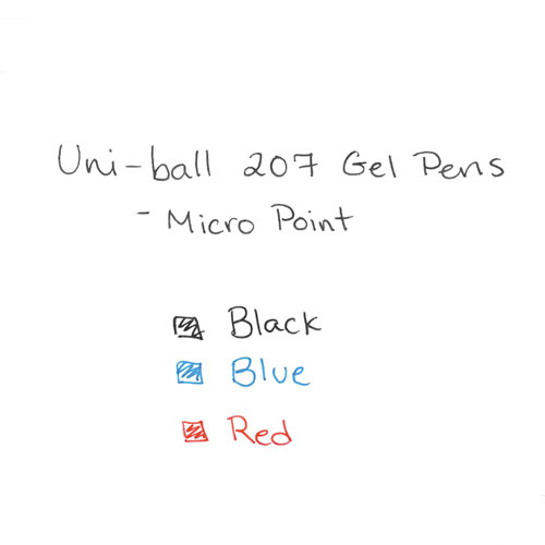 Uni-Ball Signo 207 Retractable Gel Pen, Micro 0.5mm, Blue Ink, Smoke/Black/Blue Barrel, Dozen