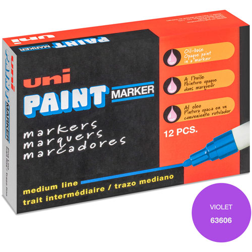 Uni-Ball Uni-Paint PX-20 Oil-Based Medium Point Marker, Medium Marker Point, Violet Oil Based Ink, 12/Dozen