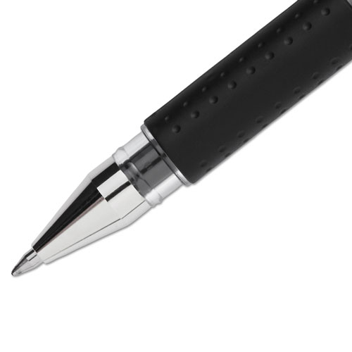 Uni-Ball Signo GRIP Stick Gel Pen, 0.7mm, Black Ink, Silver/Black Barrel, Dozen