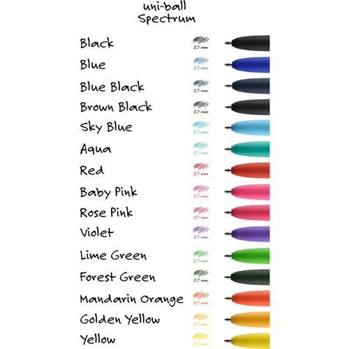 Uni-Ball Spectrum Gel Pen - 0.7 mm Pen Point Size - Black Gel-based Ink - 1 Dozen