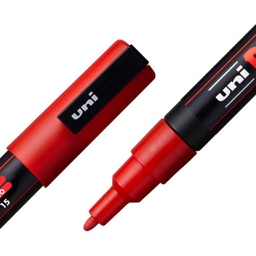 Uni-Ball Posca Paint Marker - Fine Marker Point - Red Water Based, Pigment-based Ink - 6 / Pack