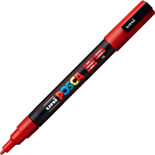 Uni-Ball Posca Paint Marker - Fine Marker Point - Red Water Based, Pigment-based Ink - 6 / Pack