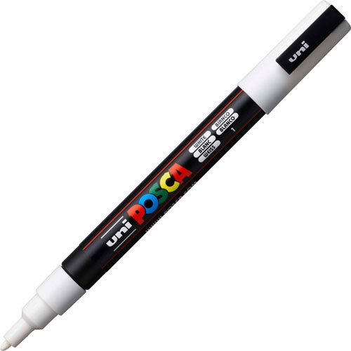 Uni-Ball Posca Paint Marker - Fine Marker Point - White Water Based, Pigment-based Ink - 6 / Pack