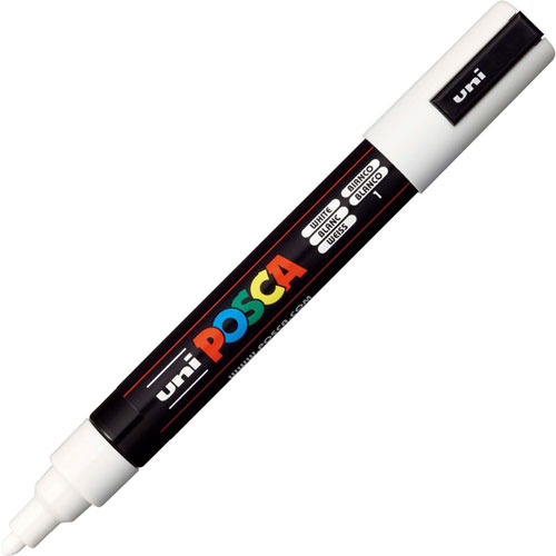 Uni-Ball Posca Paint Marker - Medium Marker Point - White Water Based, Pigment-based Ink - 6 / Pack