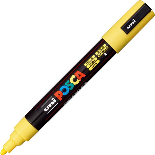 Uni-Ball Posca Paint Marker - Medium Marker Point - Yellow Water Based, Pigment-based Ink - 6 / Pack