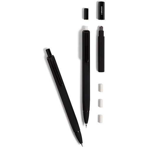 U Brands Cambria Mechanical Pencils - #2 Lead - Refillable - Matte Black Barrel - 1 Pack