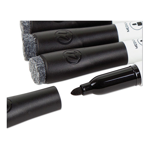 U Brands Medium Point Low-Odor Dry-Erase Markers with Erasers, Black, Dozen