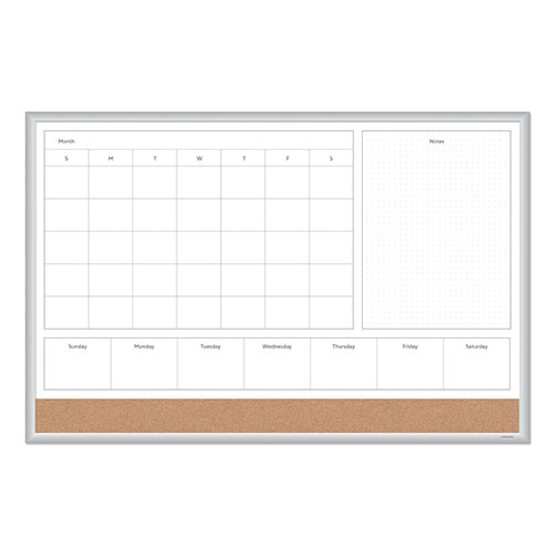 U Brands 4N1 Magnetic Dry Erase Combo Board, 36 x 24, White/Natural