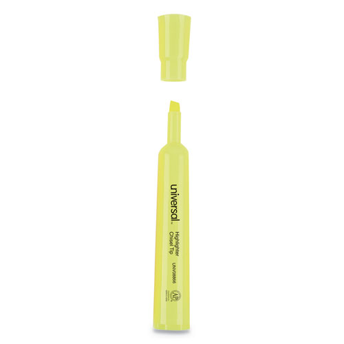 Universal Desk Highlighter Value Pack, Fluorescent Yellow Ink, Chisel Tip, Yellow Barrel, 36/Pack