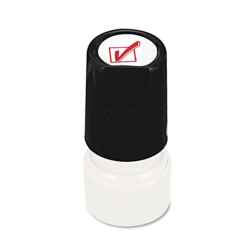 Universal Round Message Stamp, CHECK MARK, Pre-Inked/Re-Inkable, Red