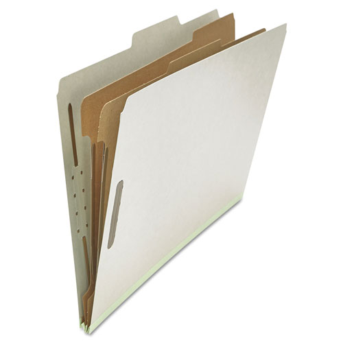 Universal Six--Section Pressboard Classification Folders, 2 Dividers, Legal Size, Gray, 10/Box