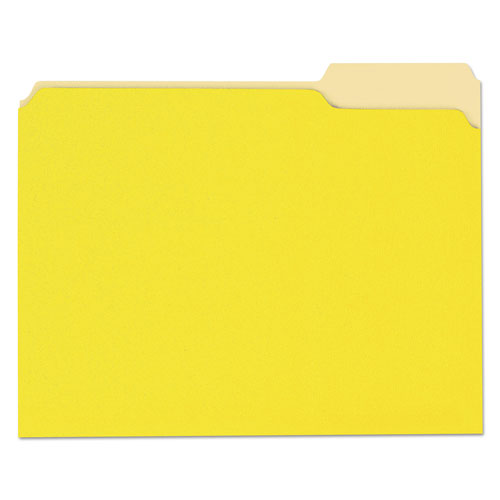 Universal Deluxe Colored Top Tab File Folders, 1/3-Cut Tabs, Letter Size, Yellowith Light Yellow, 100/Box