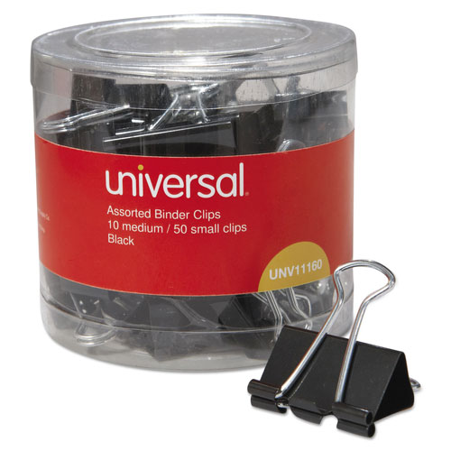 Universal Binder Clips, Large, Black, 12/Pack (UNV11112)