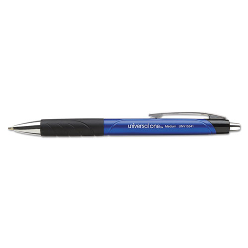 Universal Comfort Grip Retractable Ballpoint Pen, Medium 1mm, Blue Ink/Barrel, Dozen