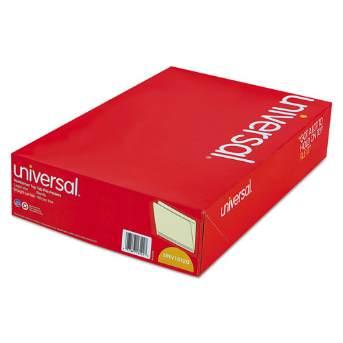 Universal Double-Ply Top Tab Manila File Folders, Straight Tab, Legal Size, 100/Box