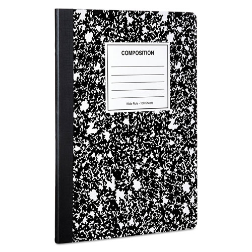 Universal Composition Book, Wide/Legal Rule, Black Marble Cover, 9.75 x 7.5, 100 Sheets, 6/Pack