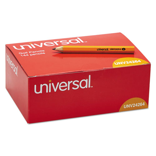 Universal Golf and Pew Pencil, HB (#2), Black Lead, Yellow Barrel, 144/Box