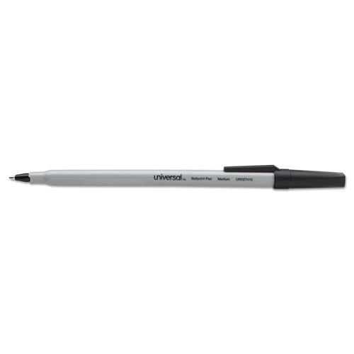 Universal Ballpoint Pen, Stick, Medium 1 mm, Black Ink, Gray Barrel, Dozen
