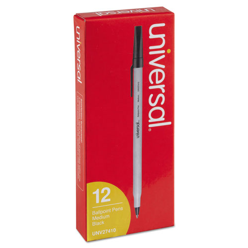 Universal Ballpoint Pen, Stick, Medium 1 mm, Black Ink, Gray Barrel, Dozen
