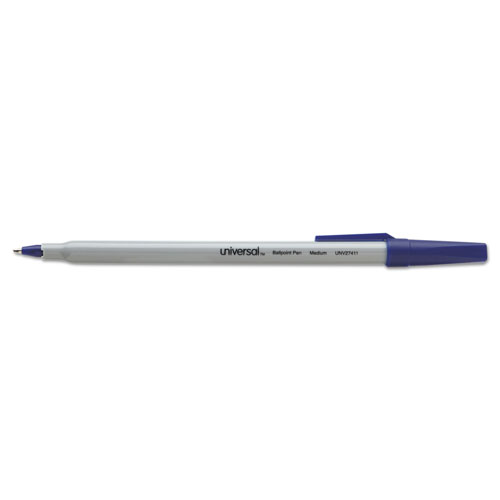 Universal Ballpoint Pen, Stick, Medium 1 mm, Blue Ink, Gray Barrel, Dozen