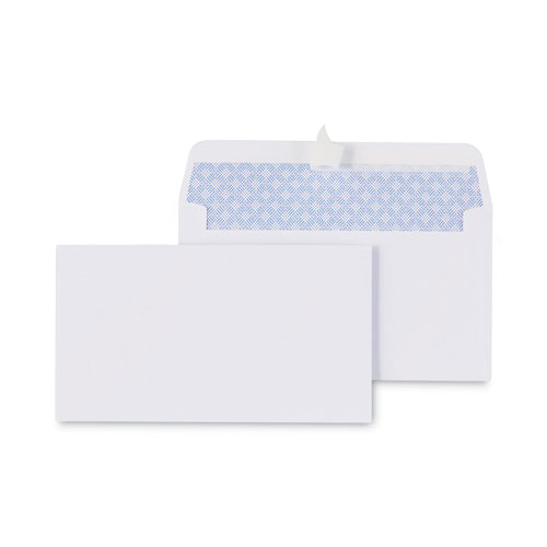 Universal Peel Seal Strip Security Tint Business Envelope, #6 3/4, Square Flap, Self-Adhesive Closure, 3.63 x 6.5, White, 100/Box