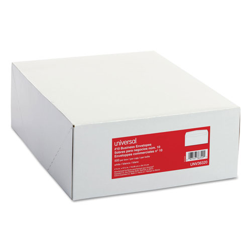 Universal Business Envelope, #10, Monarch Flap, Gummed Closure, 4.13 x 9.5, White, 500/Box
