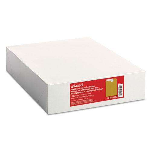 Universal Peel Seal Strip Catalog Envelope, #13 1/2, Square Flap, Self-Adhesive Closure, 10 x 13, Natural Kraft, 100/Box