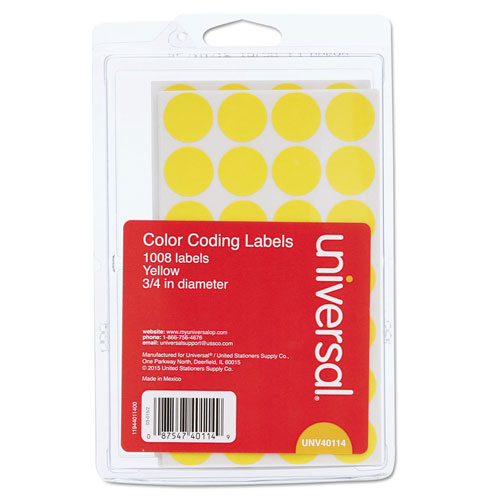Universal Self-Adhesive Removable Color-Coding Labels, 0.75