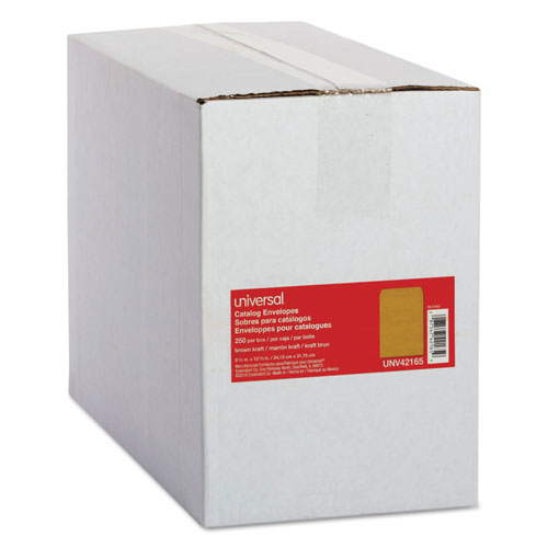 Universal Catalog Envelope, #12 1/2, Square Flap, Gummed Closure, 9.5 x 12.5, Brown Kraft, 250/Box