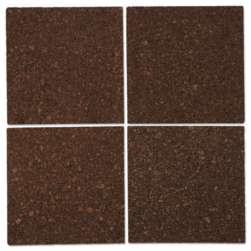 Universal Cork Tile Panels, 12 x 12, Dark Brown Surface, 4/Pack