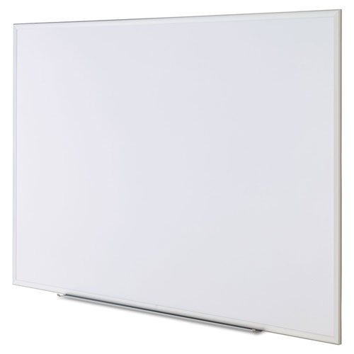 Universal Deluxe Melamine Dry Erase Board, 72 x 48, Melamine White Surface, Silver Anodized Aluminum Frame
