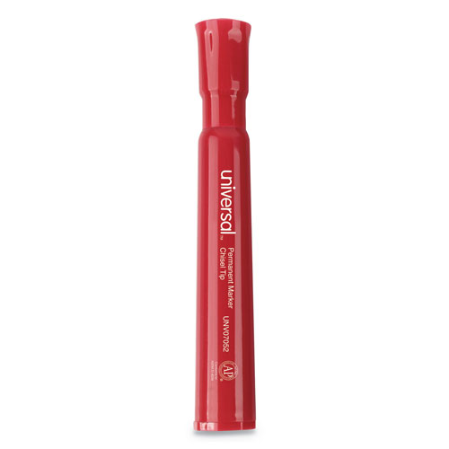 Universal Dry Erase Marker, Broad Chisel Tip, Red, Dozen
