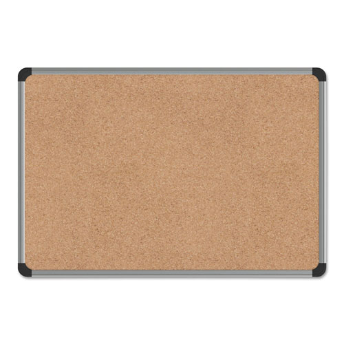 Universal Cork Board with Aluminum Frame, 24 x 18, Natural, Silver Frame
