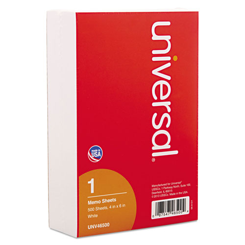 Universal Loose White Memo Sheets, 4 x 6, Unruled, Plain White, 500/Pack