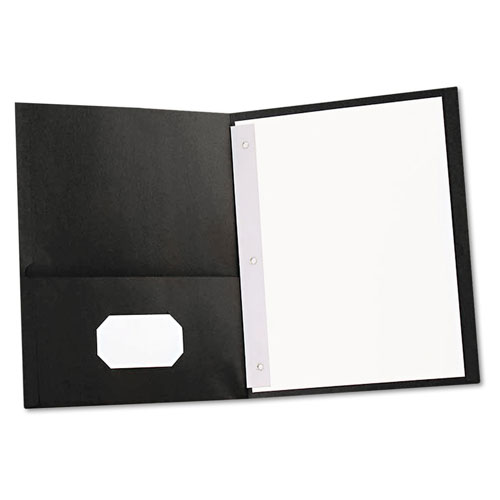 Universal Two-Pocket Portfolios with Tang Fasteners, 11 x 8 1/2, Black, 25/Box
