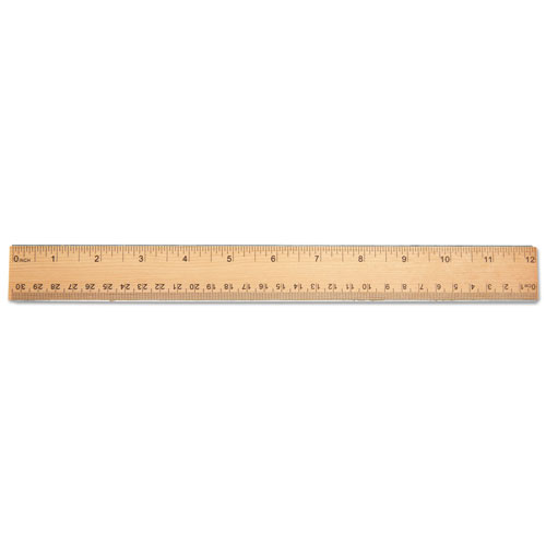 Universal Flat Wood Ruler w/Double Metal Edge, 12
