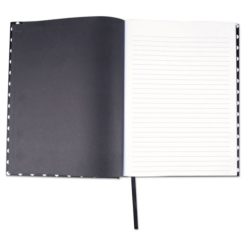 Universal Casebound Hardcover Notebook, 1-Subject, Wide/Legal Rule, Black/White Cover, (150) 10.25 x 7.63 Sheets
