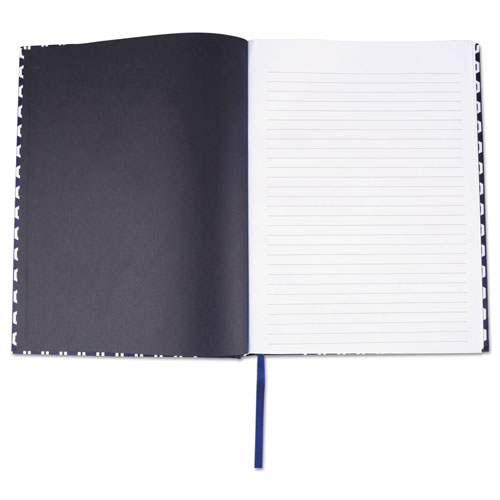 Universal Casebound Hardcover Notebook, 1-Subject, Wide/Legal Rule, Dark Blue/White Cover, (150) 10.25 x 7.63 Sheets