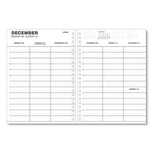 Universal Weekly Planner, 11 x 8, Black Cover, 14-Month, Dec 2023 to Jan 2025