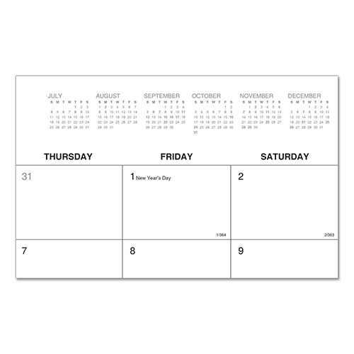 Universal Desk Pad Calendar, 22 x 17, White/Black Sheets, Black Binding, Clear Corners, 12-Month (Jan to Dec): 2024