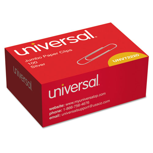 Universal Paper Clips, Jumbo, Silver, 100 Clips/Box, 10 Boxes/Pack