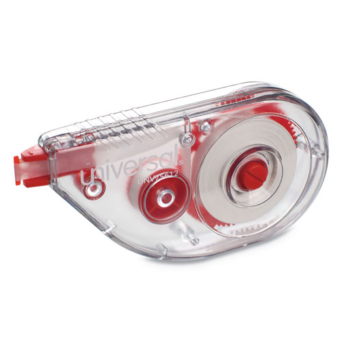 Universal Side-Application Correction Tape, Non-Refillable, Transparent Gray/Red Applicator, 0.2