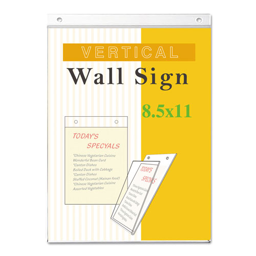 Universal Wall Mount Sign Holder, 8.5 x 11, Vertical, Clear
