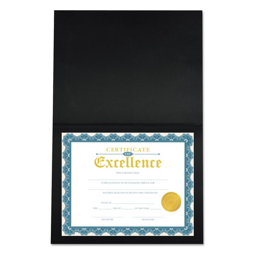 Universal Certificate/Document Cover, 8.5 x 11; 8 x 10; A4, Black, 6/Pack
